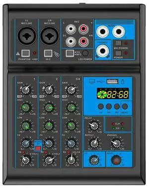 Soundcard Mixing Console 4 Channel Sound Mixer Professional Audio For Live Streaming DJ For Audio Equipment