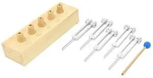 Tuning Fork Set Of 5- Brain Tuner 1Set Featuring Wooden Voice Box For Delta Theta Alpha Beta For Sound Therapy