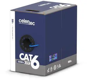 celertec Cat6 Plenum Cable, 500ft, UTP(Unshielded Twisted Pair), 23AWG Solid Bare Copper, 550MHz, UL Listed &CMP Rated,Bulk Ethernet Cable-Blue celertec Cat6 Plenum Cable, 500ft, UTP(Unshielded Twisted Pair), 23AWG Solid Bare Copper, 550MHz, UL Listed &CMP Rated,Bulk Ethernet Cable-Blue
