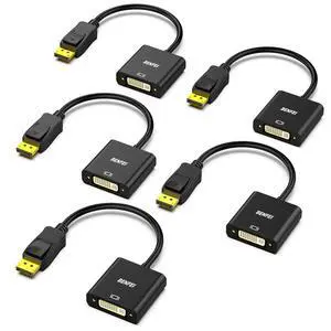 BENFEI DisplayPort to DVI DVI-D Single Link Adapter 5 Pack,Uni-Directional Display Port Computer to DVI Screen Converter 1080P 60Hz Male to Female Black Compatible for Lenovo, Dell, HP and Ot BENFEI DisplayPort to DVI DVI-D Single Link Adapter 5 Pack,Uni-Directional Display Port Computer to DVI Screen Converter 1080P 60Hz Male to Female Black Compatible for Lenovo, Dell, HP and Ot