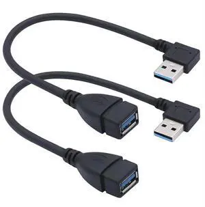 JAENFONG 90 Degree (Left and Right Angle) USB 3.0 Male to Female Extension Cable can Withstand Fast Data Transfer Compatible with PC Laptop Mobile Power Webcam Charger etc.-2 Pack 10IN/25CM JAENFONG 90 Degree (Left and Right Angle) USB 3.0 Male to Female Extension Cable can Withstand Fast Data Transfer Compatible with PC Laptop Mobile Power Webcam Charger etc.-2 Pack 10IN/25CM