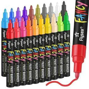 Paint Pens Paint Markers, 20 Colors Oil-Based Waterproof Paint Marker Pen Set, Never Fade Quick Dry And Permanent