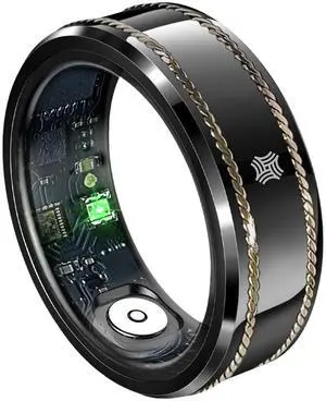 Pachira Smart Ring, Dual 14K Gold Inlays, Fitness/ Sleep/ Stress/ Heart Rate/ SpO2 Tracker, No App Subscription, Waterproof, 7-Day Battery Life, 170+ Sports Modes, iOS & Android Compatible, Black (9)
