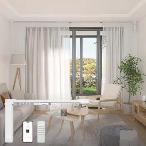 Osprey Smart Curtain Track, Motorized Curtain Rod, Adjustable Length, Remote Control & Automate App, Compatible with Alexa, Google, Ceiling and Wall Mounted