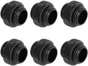 dracaena.io 6 pack G1/4" thread, Male to Male Mini Extender Fitting with tighten O-ring, Copper Compression fitting for Computer Water Cooling System, Black
