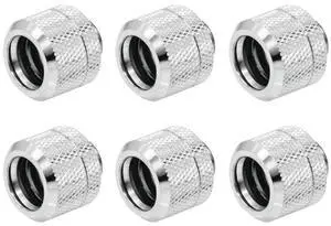 dracaena.io 6 Pack G1/4" Thread to 16mm Outer Diameter, Hard Tubing Compression Fitting with high Body Design for Computer Water Cooling System, Silver