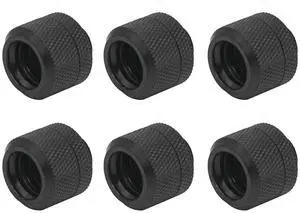 dracaena.io 6 Pack G1/4" Thread to 16mm Outer Diameter, Hard Tubing Compression Fitting with high Body Design for Computer Water Cooling System, Black