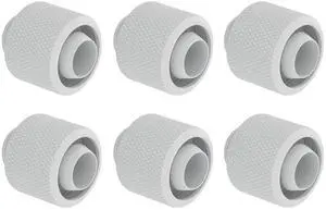 dracaena.io 6 Pack G1/4" Thread to 3/8" ID, 5/8" OD Compression Fitting for Soft Tubing, Soft Tube Connectors for Computer Water Cooling System, White