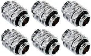 dracaena.io 6 Pack G1/4" Rotary Male to Male Extender Fittings, Nickel Plated Brass Compression Connectors with O Rings for PC Water Cooling Loop, Liquid Cooling Tube Fittings, Silver