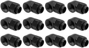 dracaena.io 12 Pack G1/4" Thread Male to Female Extender Fitting, 90° Rotary Enhance Adapter Fitting for Computer Water Cooling System, Black