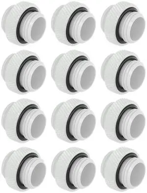 dracaena.io 12 pack G1/4" thread, Male to Male Mini Extender Fitting with tighten O-ring, Compression fitting for Computer Water Cooling System, White