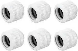 dracaena.io 6 Pack G1/4" Thread to 12mm Outer Diameter, Hard Tubing Compression Fitting with high Body Design for Computer Water Cooling System, White