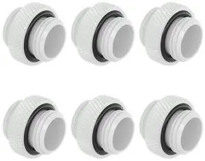 dracaena.io 6 Pack G1/4" Thread, Male to Male Mini Extender Fitting with Tighten O-Ring, Copper Compression Fitting for PC, Premium Pipe Extension Fitting Adapter, White