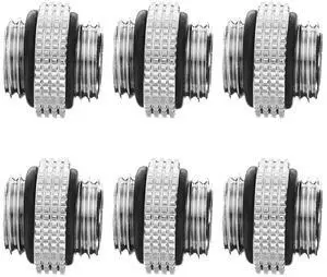 dracaena.io 6 Pack G1/4" Thread, Male to Male Mini Extender Fitting with Tighten O-Ring, Copper Compression Fitting for Computer Water Cooling System, Silver