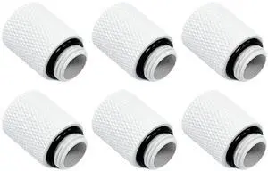 dracaena.io 6 Pack G1/4" 20mm Height Male to Female Extender Fittings, Brass Compression Fittings with O Rings for PC Liquid Cooling Loop, Water Cooling Tube Connectors, White