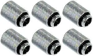 dracaena.io 6 Pack G1/4" 20mm Height Male to Female Extender Fittings, Brass Compression Fittings with O Rings for PC Liquid Cooling Loop, Water Cooling Tube Connectors, Silver