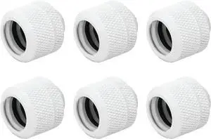 dracaena.io 6 Pack G1/4" Thread to 14mm Outer Diameter, Hard Tubing Compression Fitting with high Body Design for Computer Water Cooling System, White