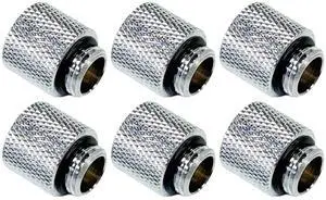 dracaena.io 6 Pack G1/4" 15mm Height Male to Female Extender Fittings, Brass Compression Fittings with O Rings for PC Liquid Cooling Loop, Water Cooling Tube Connectors, Silver