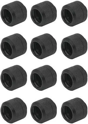 dracaena.io 12 pack G1/4" thread to 14mm outer diameter, Hard Tubing Compression Fitting with high body design for Computer water cooling system, Black