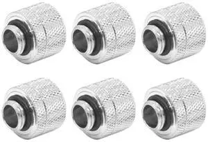 dracaena.io 6 Pack G1/4" Thread to 12mm Outer Diameter, Hard Tubing Compression Fitting with high Body Design for Computer Water Cooling System, Silver
