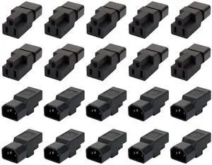 dracaena.io 20 Pack IEC320 C14 Male to Nema 5-15R PDU USA UPS Extension Power Plug Adapter, IEC C14 Male Plug to Nema 5-15R US 3 Pin Female Power Adapter Connector