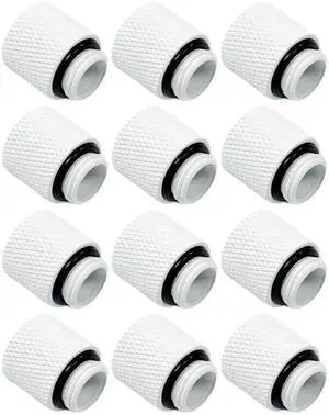 Dracaena.io 12 Pack G1/4" 15mm Height Male to Female Extender Fittings, Brass Compression Fittings with O Rings for PC Liquid Cooling Loop, Water Cooling Tube Connectors, White