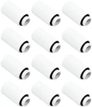 Dracaena.io 12 Pack G1/4" 30mm Height Male to Female Extender Fittings, Brass Compression Fittings with O Rings for PC Liquid Cooling Loop, Water Cooling Tube Connectors, White