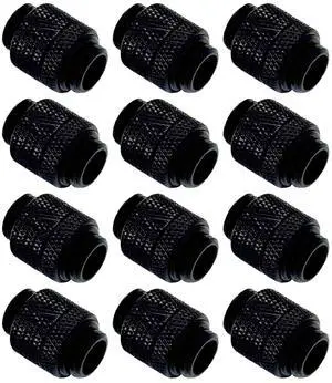 dracaena.io 12 Pack G1/4" Rotary Male to Male Extender Fittings, Nickel Plated Brass Compression Connectors with O Rings for PC Water Cooling Loop, Liquid Cooling Tube Fittings, Black