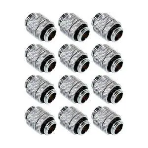 dracaena.io 12 Pack G1/4" Rotary Male to Male Extender Fittings, Nickel Plated Brass Compression Connectors with O Rings for PC Water Cooling Loop, Liquid Cooling Tube Fittings, Silver