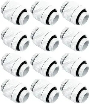 dracaena.io 12 Pack G1/4" Rotary Male to Male Extender Fittings, Nickel Plated Brass Compression Connectors with O Rings for PC Water Cooling Loop, Liquid Cooling Tube Fittings, White