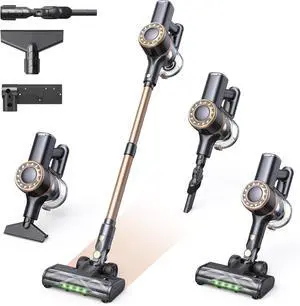 Cordless Vacuum Cleaner, 30Kpa Stick Vacuum with Anti-Tangle Brush and Upgraded Green Light, Up to 45Mins Runtime, Self-Standing Wireless Vacuum Cleaner for Home, Pet Hair, Carpet, Hard Floor