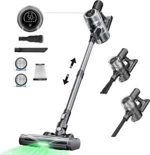 Proscenic Cordless Vacuum Cleaner, 45Kpa 50 Mins Runtime Lightweight Powerful Home Stick Vacuum Cleans with Green Light, Anti-Tangle Brush, LED Display for Floor, Pet Hair, Carpet, P13