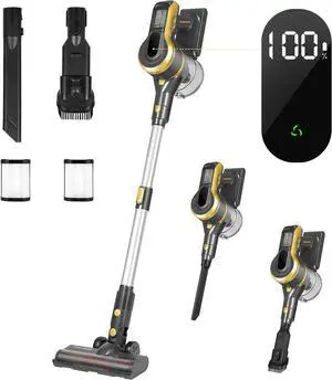 Cordless Vacuum Cleaner, 250W 45KPA 55 Mins Vacuum Cleaners for Home, Anti-Tangle Wireless Vacuum, Stick Vacuum with Wall Mount Charging, Rechargeable, for Pet Hair/Hard Floor/Carpet