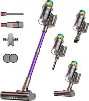 Cordless Vacuum Cleaner, 48KPA 550W 65Mins Oversized Dust Cup Cordless Stick Vacuum, Rechargeable Vacuum Cleaner with Self-Standing, Vacuum Cleaners for Home, Hardwood Floor, Carpet, Pet Hair