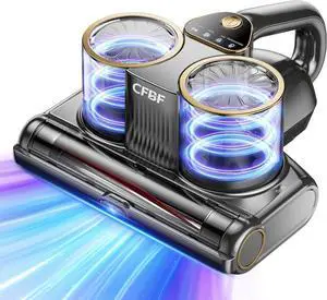 Mattress Vacuum Cleaner, Bed Vacuum Cleaner with 16Kpa Suction 253.7nm UV-C Light, Ultrasonic & High Heating, 500W Powerful Double-Cup Handheld Vacuums for Bed, Sofa, Couch, Crib, 16.4FT Corded