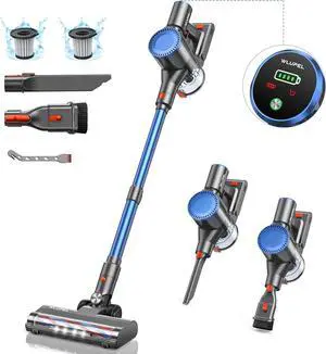 WLUPEL Cordless Vacuum Cleaner, 30KPA 400W Powerful Stick Vacuum with 45Mins Detachable Battery, 80000RMP Lightweight Handheld Vacuum with Adjustable Suction Modes for Hard Floor/Carpet/Pet Hair/Car