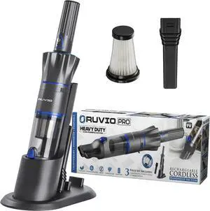 Ruvio Cordless Vacuum Cleaners for Home Carpet Vacuum Cleaner Car Use, Car Vacuum Portable Cordless with Double HEPA Filtration System, High Power Motor Vacuum for Narrow Spaces As Seen On TV