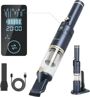 Cordless Handheld Vacuum, 12KPA High Power Hand held Vacuum with Brushless Motor and LED Screen, for Car and Home Cleaning