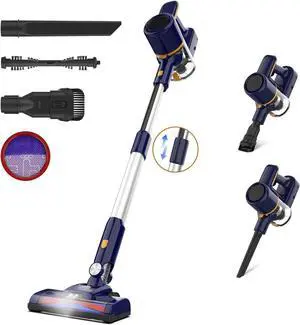 Cordless Stick Vacuum Cleaner, Powerful Cordless Vacuum with LED Floor Brush, 6-in-1 Versatile Lightweight Quiet Rechargeable Vacuum Cleaner for Per Hair Home