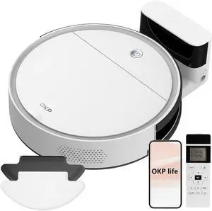 Robot Vacuum and Mop Combo with 2500Pa Suction, Vacuum Robot Compatible with Alexa/APP/Wi-Fi, Self-Charging Super Mini Quiet Robotic Vacuum for Carpets and Hard Floors for Pet Owners