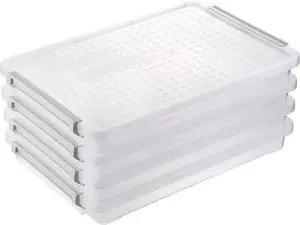 BTSKY 4 Pack A4 Plus Clear Plastic Stackable Storage Box Desk Paper Magazine Container with Buckle, Office Supplies Accessories File Protector Case Organizer, Portable Project Case Document Holders