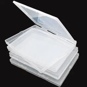 Cuyacili 4 Pack Scrapbooking Paper Storage File Boxes B6 Plastic Box for Documents Magazines Paper Photos Stamps Cards Envelope Protector Office Supplies File Storage Case (7 * 5 inch)