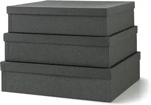 Soul & Lane Decorative Storage Boxes with Lids, Paper Storage Box Set for Keepsakes and Photos, Decorative Boxes for Home Decor, Stationery, Office Organizers, Black Kraft