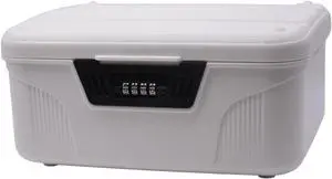 AnRui 2.3 Gallon Portable Safe Box with Lock, Plastic Lockable Storage Container Bin, Password Storage Organizer Locking Box for Car, School, Office, Home and Outdoor (White)
