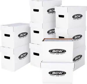 BCW Short Comic Storage Box - 10 Pack | Holds 150-175 Current/Silver Age Comics | Stackable, Durable 200 lb. Strength