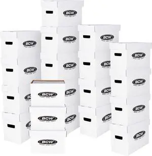 BCW Short Comic Storage Box - 20 Pack | Holds 150-175 Current/Silver Age Comics | Stackable, Durable 200 lb. Strength