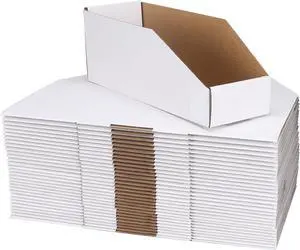 ZBEIVAN Cardboard Storage Bins Boxes 35 Packs 12x4x4.5 Inches, Easy Assembly Pantry Organizer Bins for Shelf, White