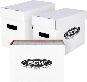 BCW Short Comic Storage Box - 3 Pack | Holds 150-175 Current/Silver Age Comics | Stackable, Durable 200 lb. Strength