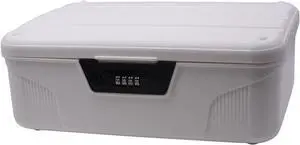 AnRui 4.2 Gallon Portable Safe Box with Lock, Plastic Lockable Storage Container Bin, Password Storage Organizer Locking Box for Car, School, Office, Home and Outdoor (White)
