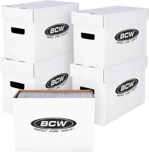BCW Short Comic Storage Box - 5 Pack | Holds 150-175 Current/Silver Age Comics | Stackable, Durable 200 lb. Strength